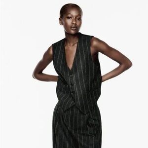 Zara STRIPED VEST. Anthracite Gray. Size S. New with Tags.